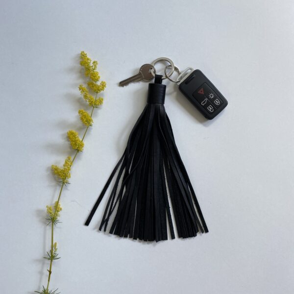 Leren sleutelhanger fringes